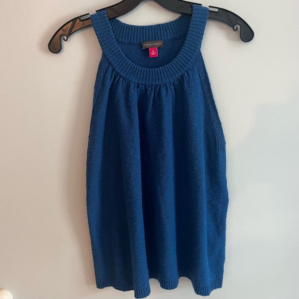 VINCE CAMUTO Blue Tank Halter Crewneck Sweater Top